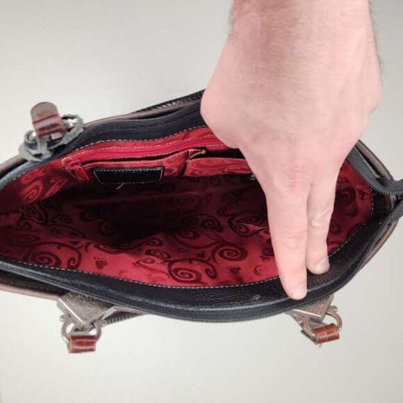 Retired Brighton Black Croc Leather Leonor / Handbag Tote EUC - Picture 11 of 14